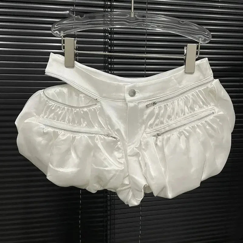 Women’s High - Waist Puffy Shorts – Multi - Zipper Design - HalleBeauty