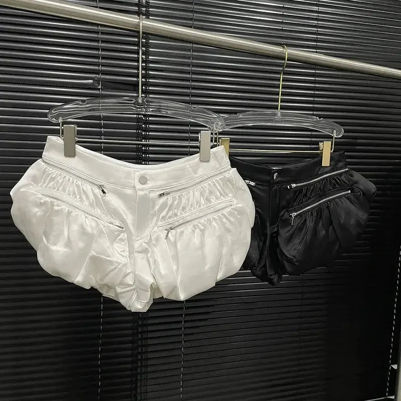 Women’s High - Waist Puffy Shorts – Multi - Zipper Design - HalleBeauty