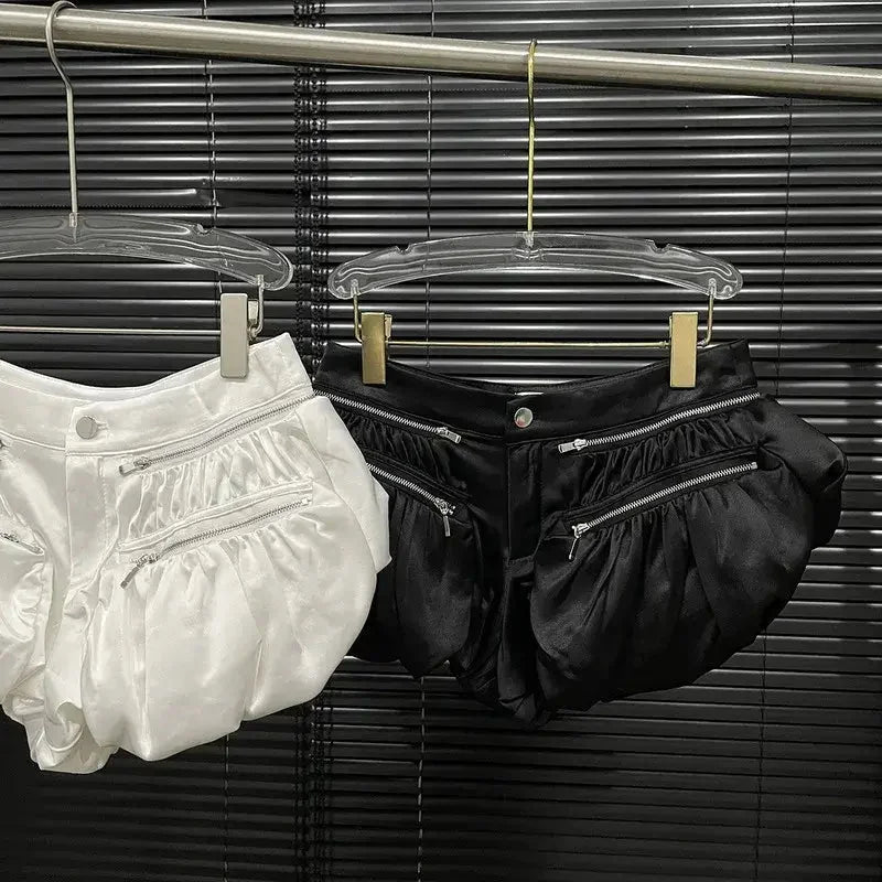 Women’s High - Waist Puffy Shorts – Multi - Zipper Design - HalleBeauty