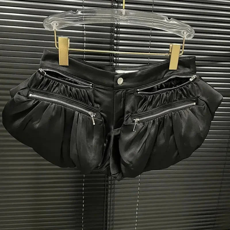 Women’s High - Waist Puffy Shorts – Multi - Zipper Design - HalleBeauty