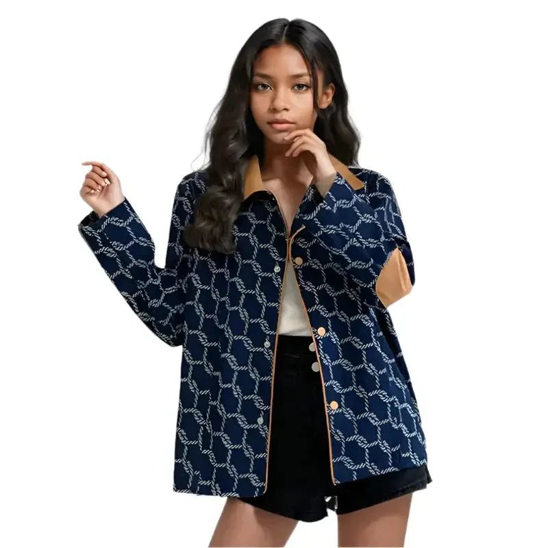 Women’s Knit & Leather Patchwork Jacket – Long Sleeve Lapel Autumn Fashion - HalleBeauty