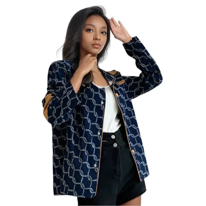 Women’s Knit & Leather Patchwork Jacket – Long Sleeve Lapel Autumn Fashion - HalleBeauty