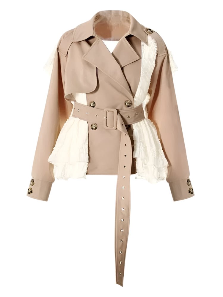 Women's Lace Patchwork Trench Coat - HalleBeauty