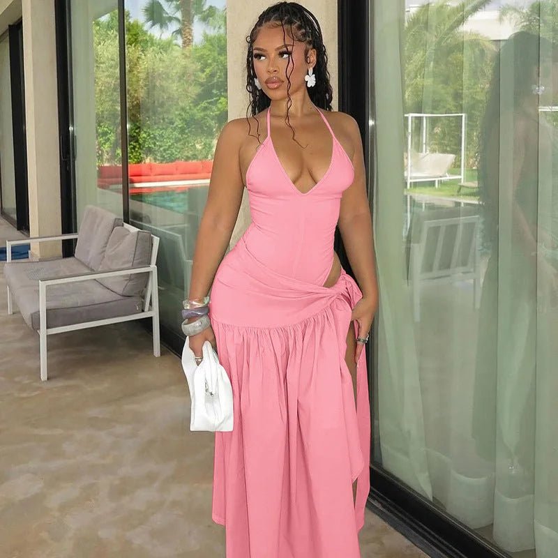 Chic 2-piece summer outfit with fitted bodysuit and flowy skirt