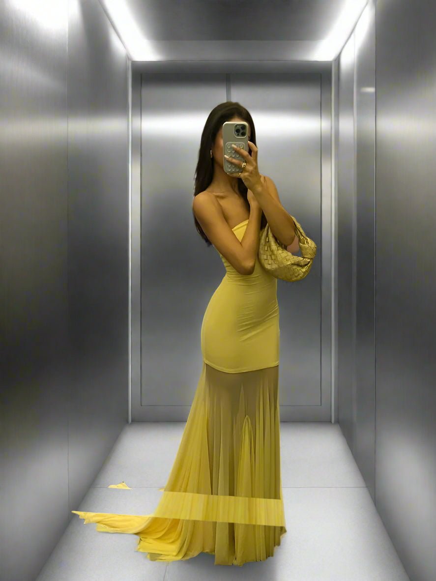 Yellow Strapless Maxi Dress - Sunny & Sophisticated - HalleBeauty