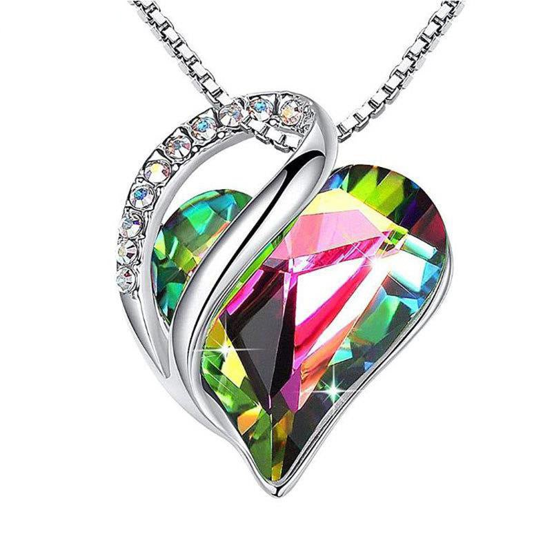 925 Sliver Heart Shaped Geometric Necklace Jewelry Women's Clavicle Chain Valentine's Mothers Day Gift - HalleBeauty
