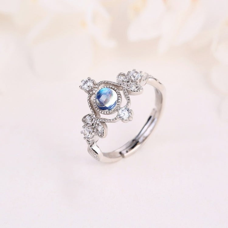 Blue Moonstone Sterling Silver Ring | 925 Elegance | Exquisite Craftsmanship - HalleBeauty