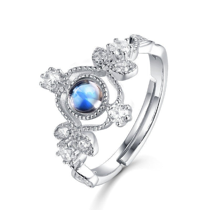 Blue Moonstone Sterling Silver Ring | 925 Elegance | Exquisite Craftsmanship - HalleBeauty