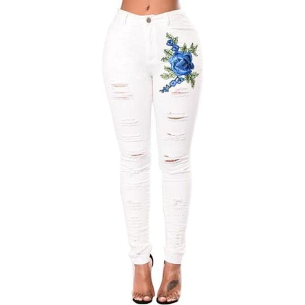Chic Women's Ripped Pencil Pants - HalleBeauty