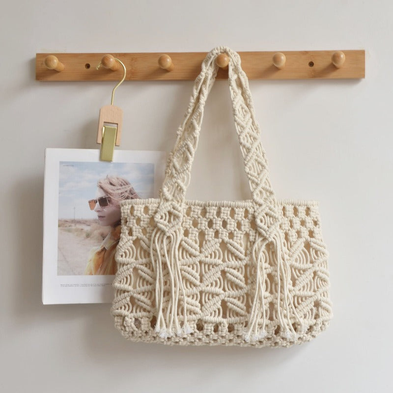 Cotton Rope Woven Clutch Bag: Handcrafted Elegance - HalleBeauty
