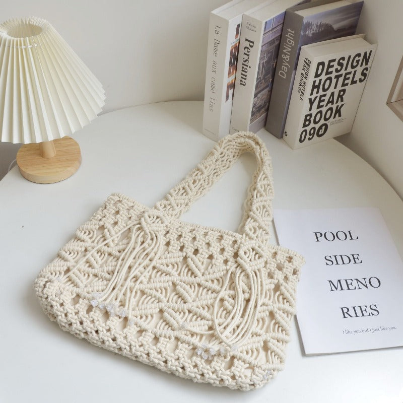 Cotton Rope Woven Clutch Bag: Handcrafted Elegance - HalleBeauty