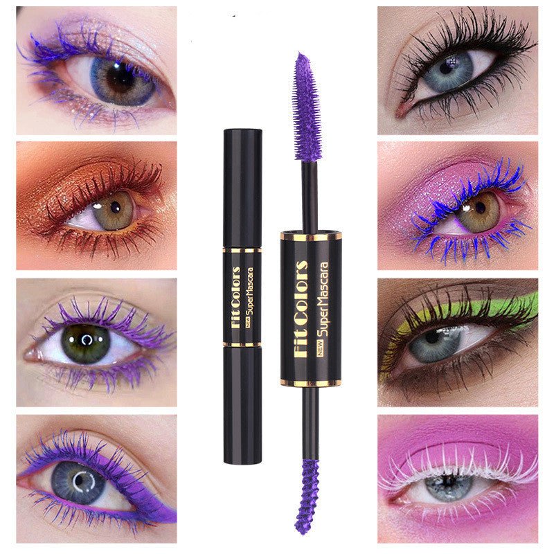 Double-headed Color Mascara Thick Curl More Than Waterproof Not Smudge White Eyebrow Dyeing - HalleBeauty