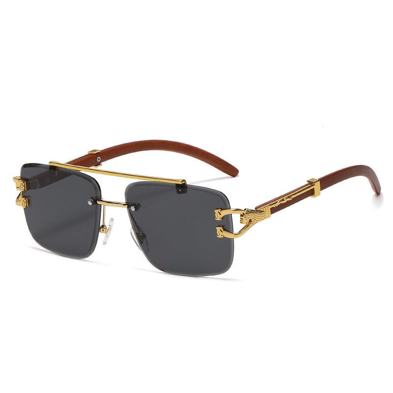 Eco-Friendly Leopard Head Sunglasses with Exclusive Wood Pattern Finish - HalleBeauty