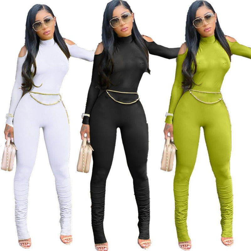 Pleated Jumpsuit for Women with Long Zipper - Stylish Fit - HalleBeauty