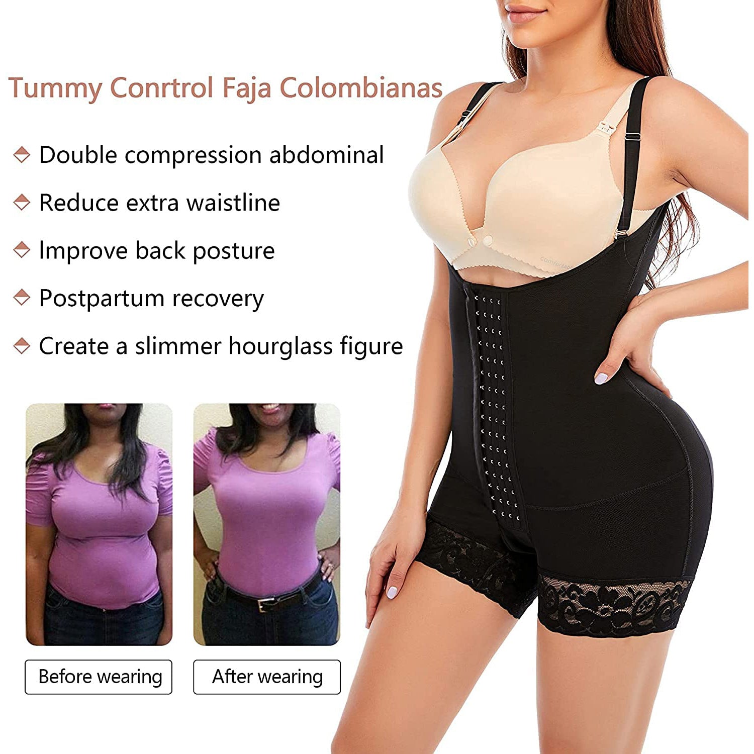 Four-Breasted Tummy Control Body Suit for Sculpted Confidence - HalleBeauty