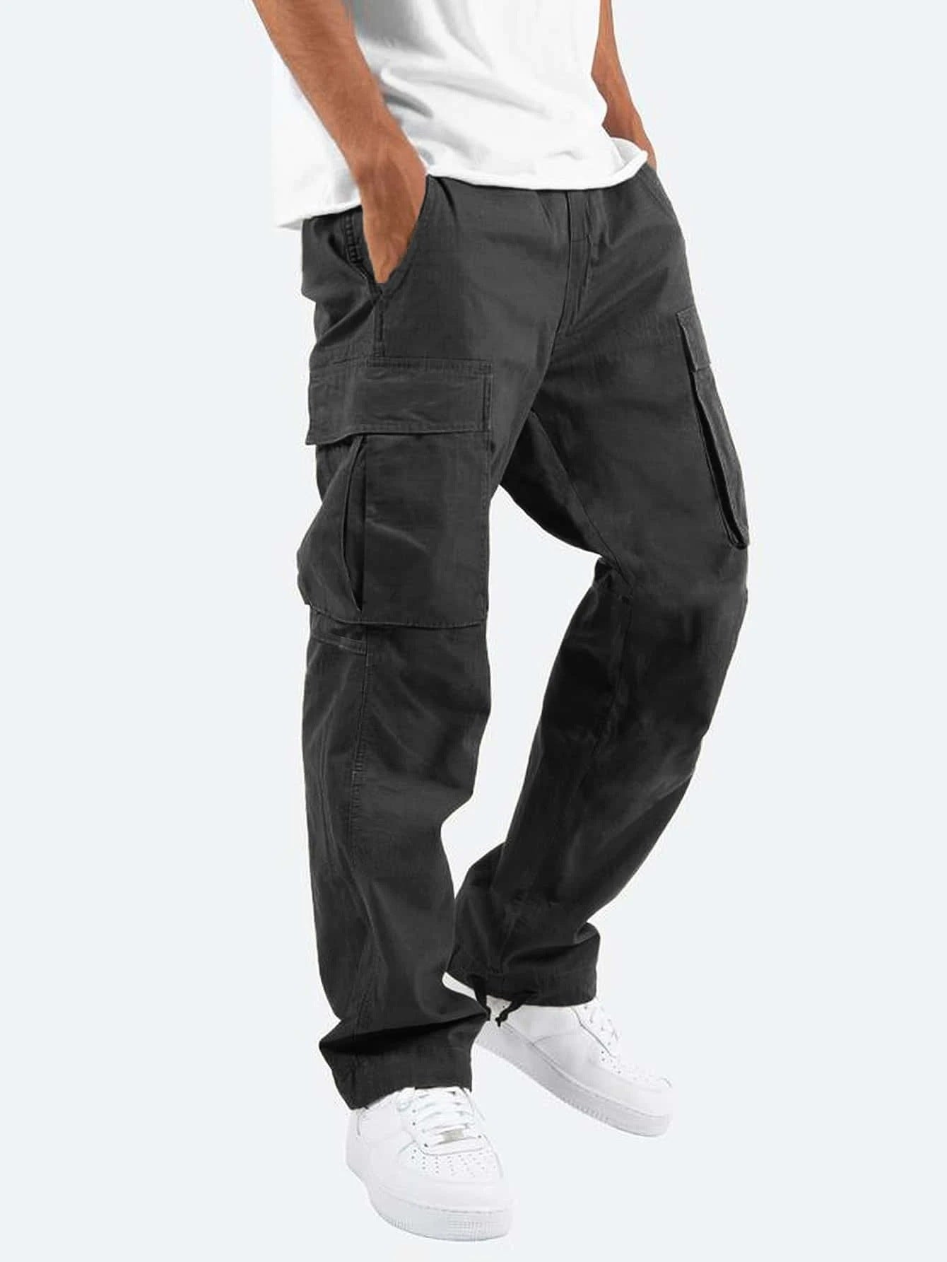 Functional Men's Workwear Pants: Drawstring, Multi-Pocket Design - HalleBeauty