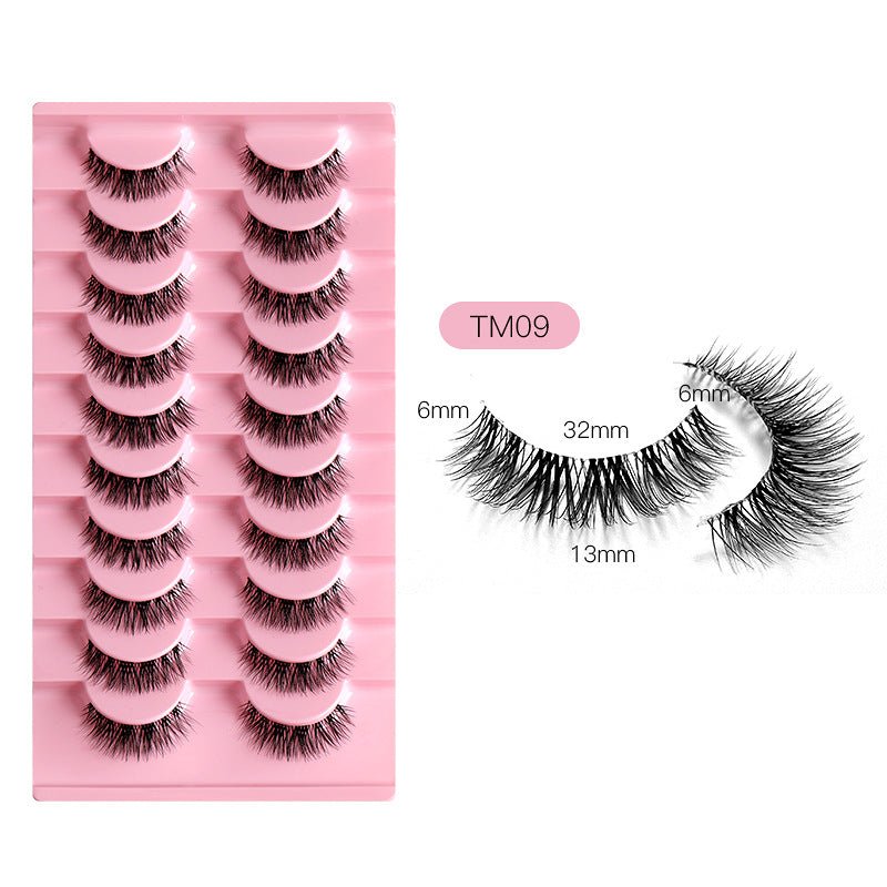 Glamour - 10 Pairs of Natural Cross Fish Line Eyelashes" - HalleBeauty
