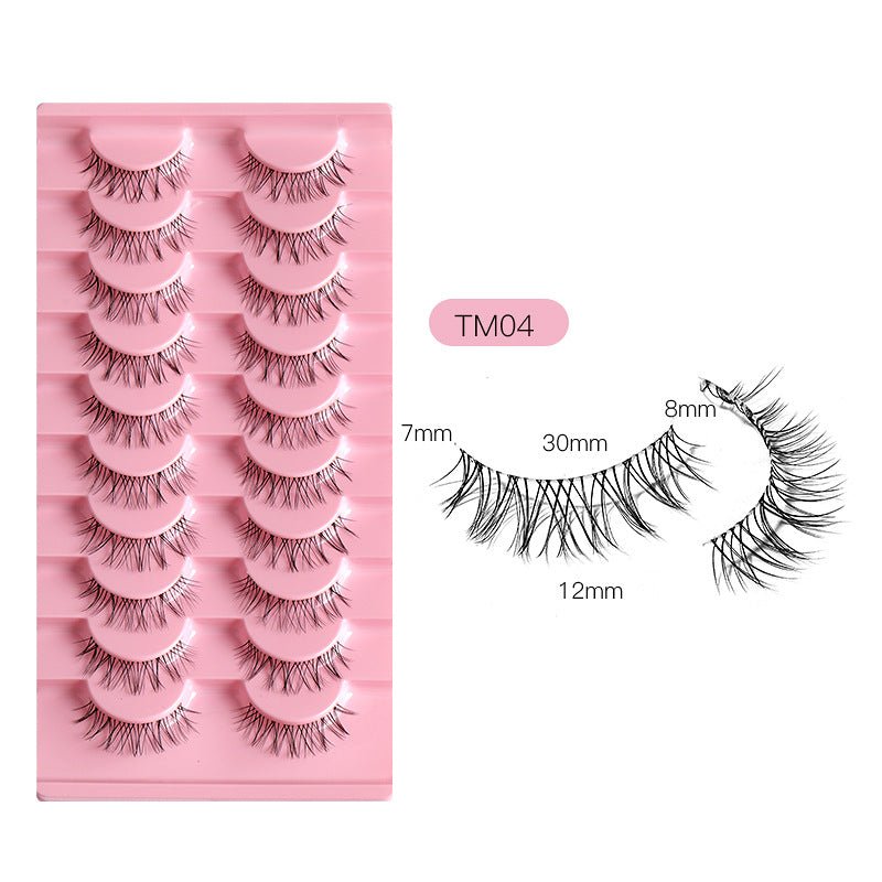 Glamour - 10 Pairs of Natural Cross Fish Line Eyelashes" - HalleBeauty