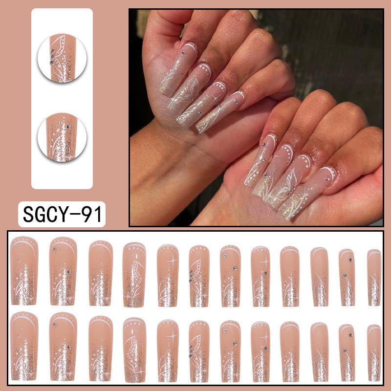Gradient Electroplating Nail Patch - Chic Long Pointed Manicure - HalleBeauty