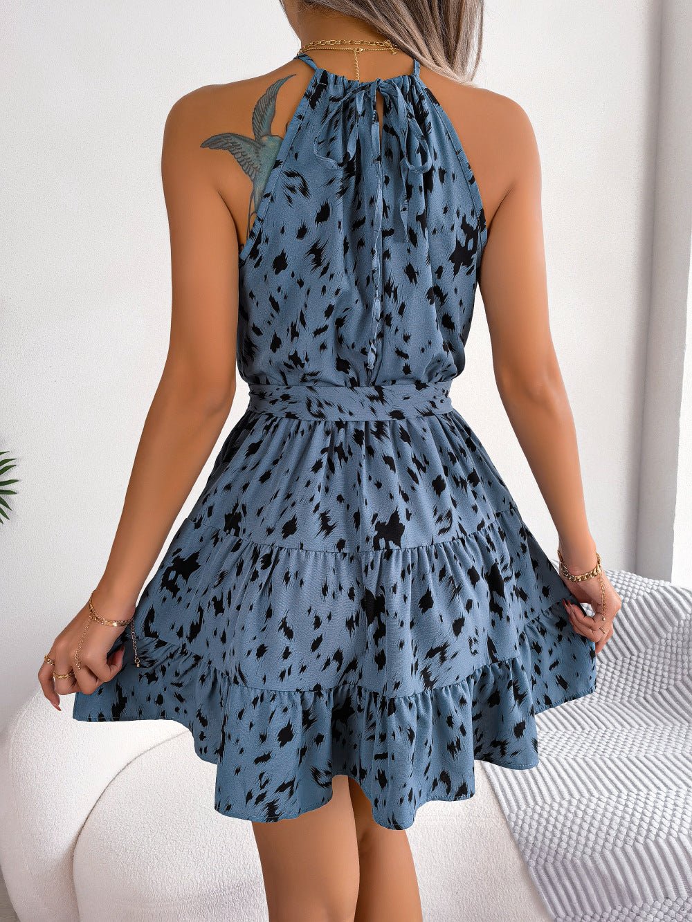 Leopard Print Swing Dress - Summer Ruffles & Beach Style for Women - HalleBeauty