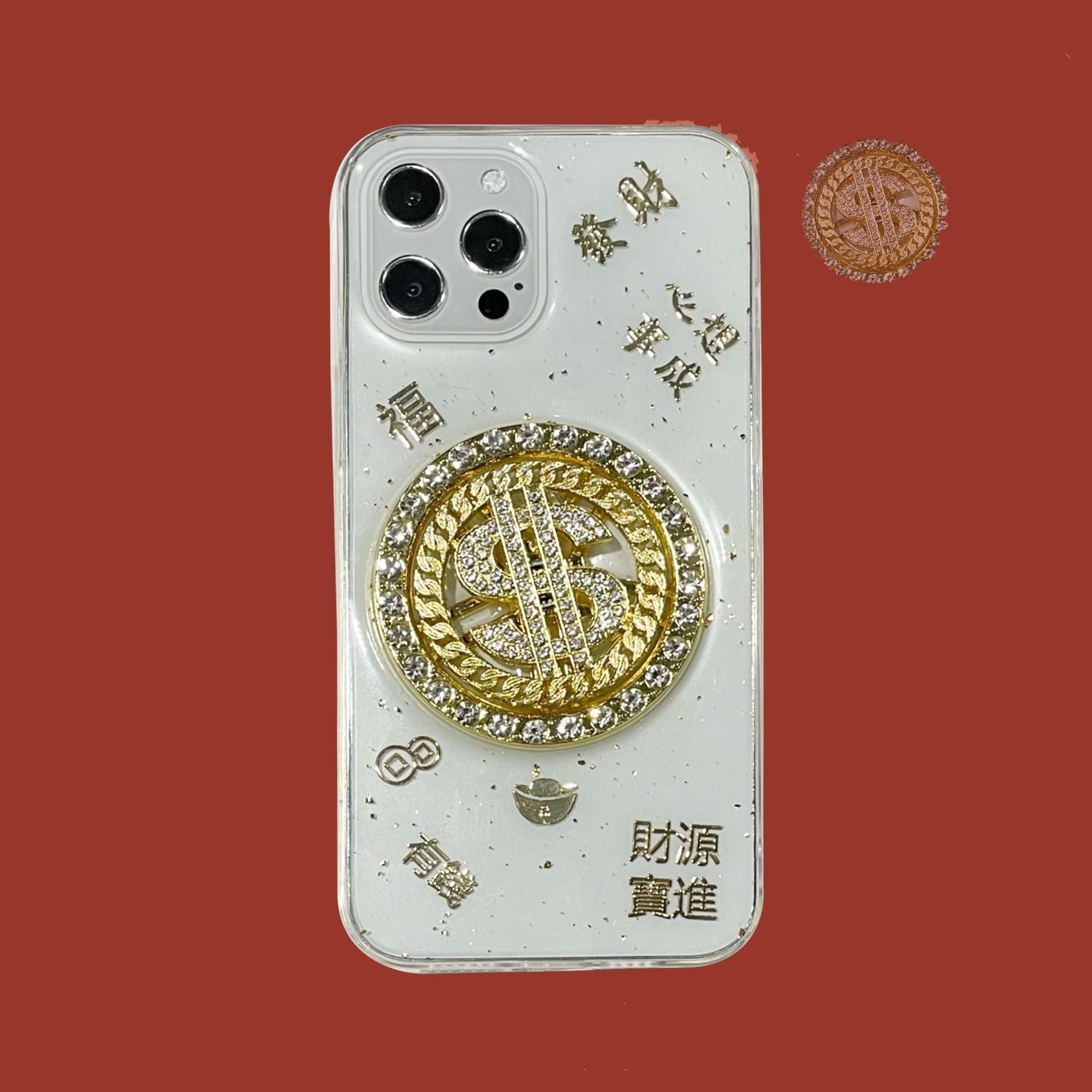 luxury 3D Diamond Dollar Turnplate Phone Case - Designer Elegance - HalleBeauty