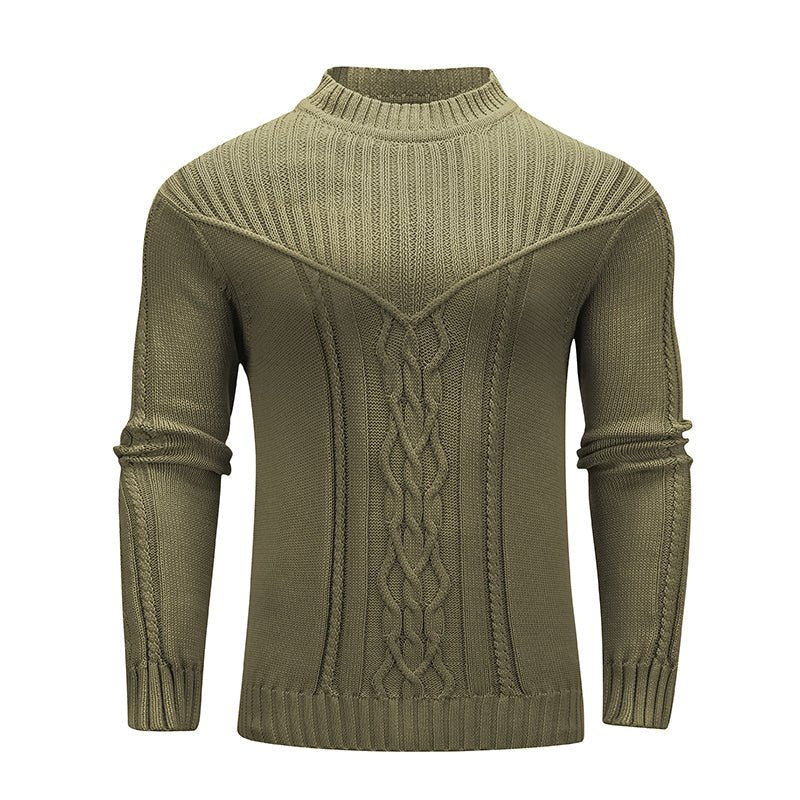 Men's Stylish Warm Jacquard Knit Sweater: Solid & Cozy - HalleBeauty