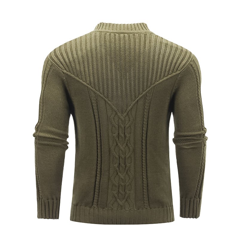 Men's Stylish Solid Warm Jacquard Knit Sweater - HalleBeauty