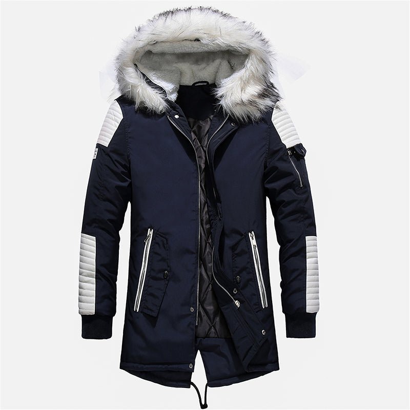 Men's Winter Long Parka with Fur Hood - Thick and Warm Outerwear - HalleBeauty