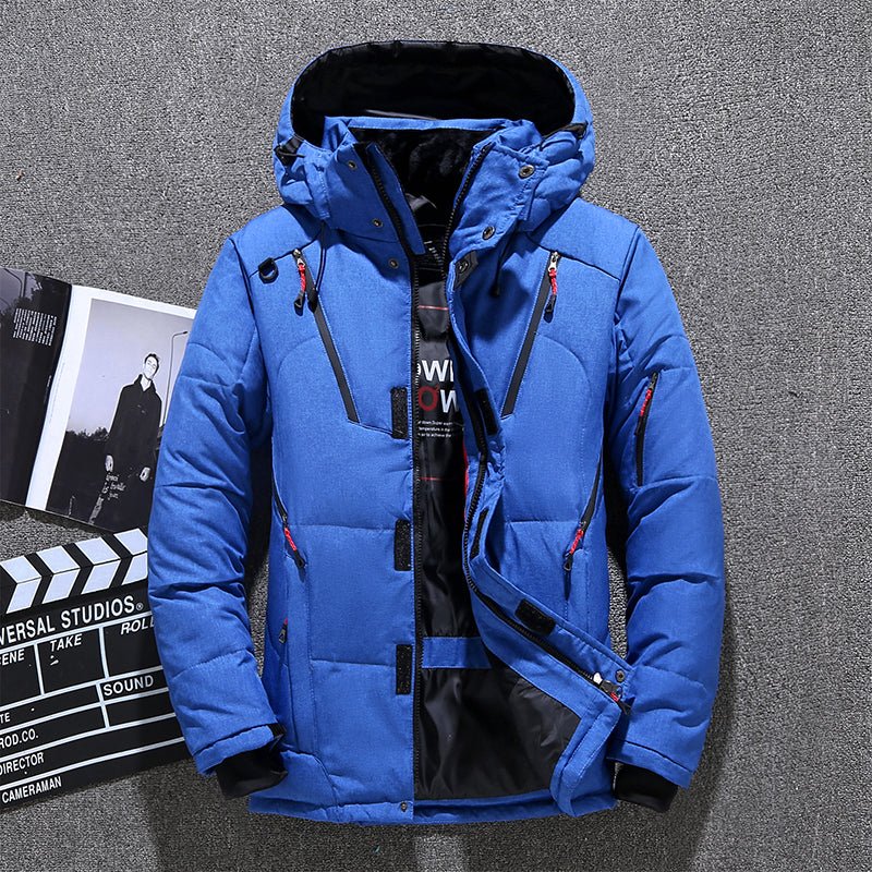 Men's Winter Thick Hooded Jacket with Detachable Hat - Solid Color - HalleBeauty