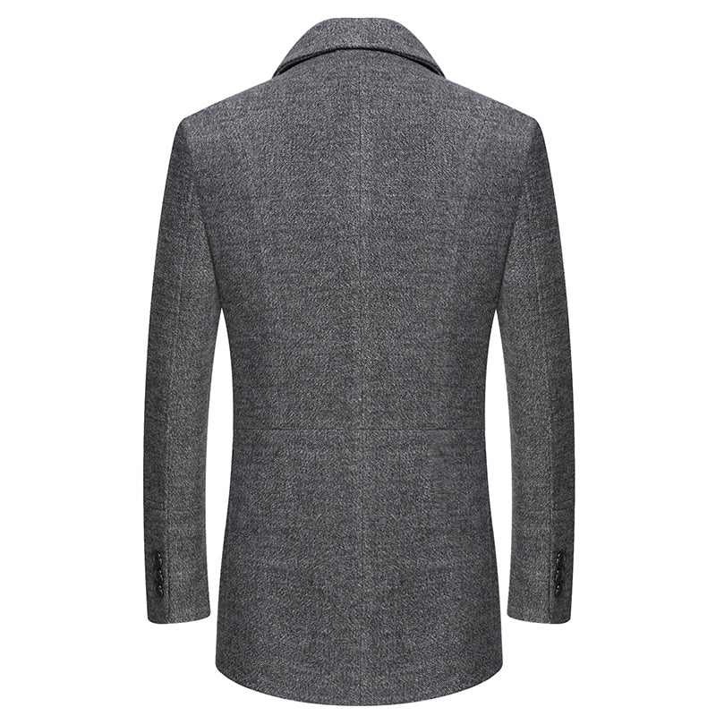 Men's Wool Overcoat: Winter-Ready with Detachable Scarf - HalleBeauty