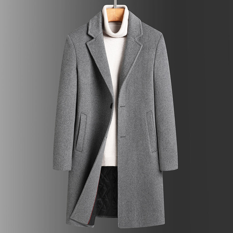 Men's Woolen Trench Coat: Slim Fit, Warm & Casual for Winter - HalleBeauty