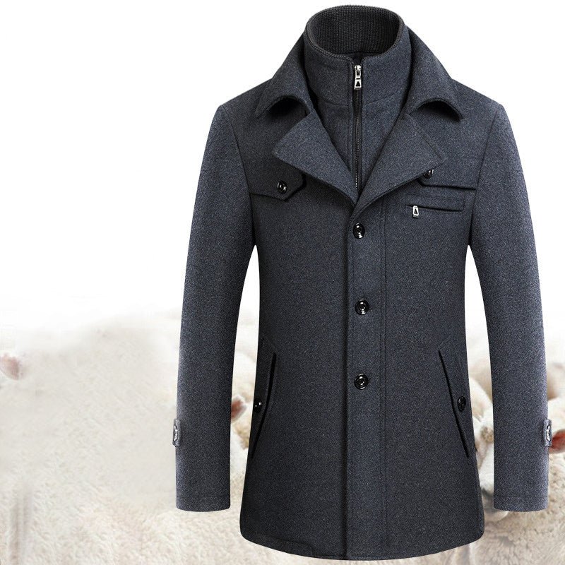 Men's Wool Jacket - Classic Woolen Coat for Sophisticated Warmth and Style - HalleBeauty