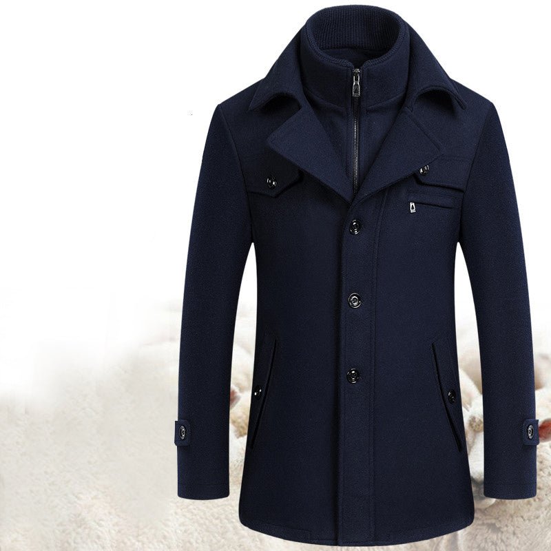 Men's Wool Jacket - Classic Woolen Coat for Sophisticated Warmth and Style - HalleBeauty
