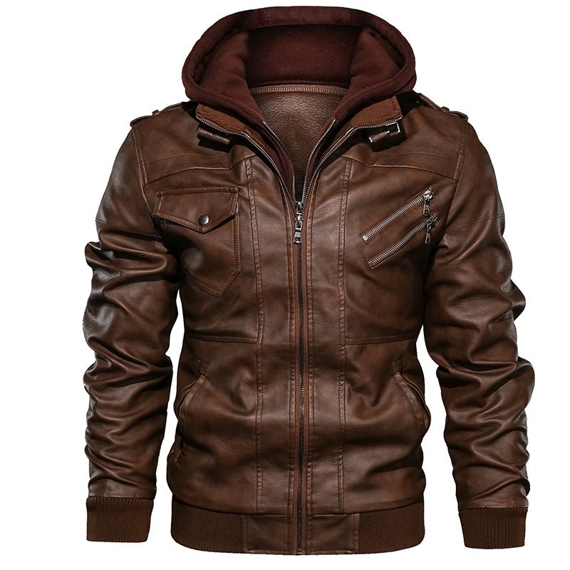 Modern Men's PU Leather Biker Jacket: Casual Autumn Style - HalleBeauty