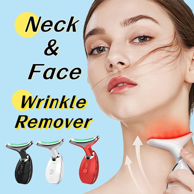 Neck Face Beauty Device Colorful LED Photon Therapy Skin Tighten Reduce Double Chin Anti Wrinkle Remove Lifting Massager - HalleBeauty
