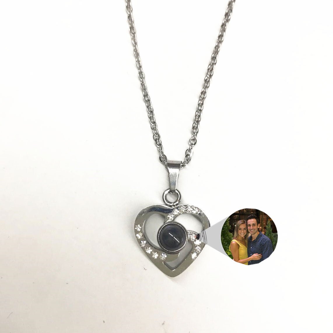 S925 Silver Romantic Colorful Photo Projection Necklace Heart Shaped Pendant Necklace - HalleBeauty