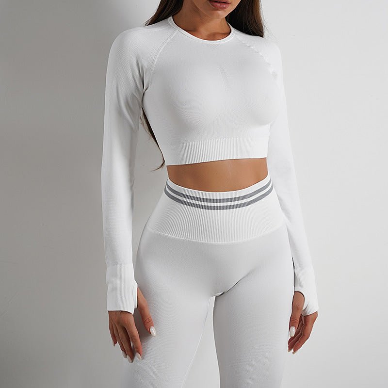 Seamless Yoga Leggings and Long Sleeve Top Set for Effortless Style and Performance - HalleBeauty
