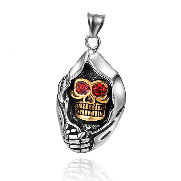 Skull Head Pendant Stainless Steel Ornament Men's Titanium Steel Necklace - HalleBeauty