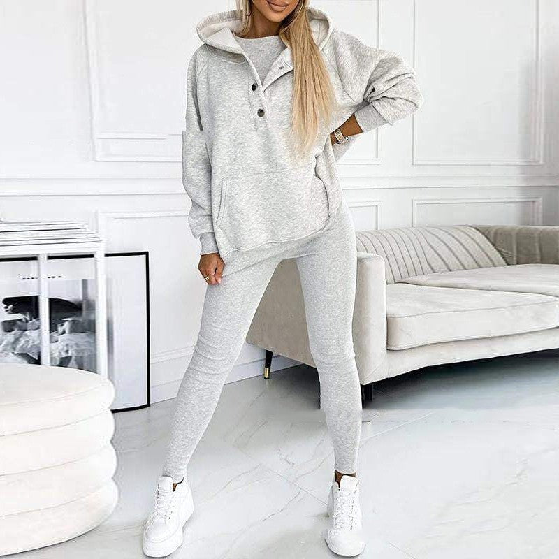Women's 3pc Sportswear: Hoodie, Vest, Slim Trousers - Comfy & Stylish - HalleBeauty