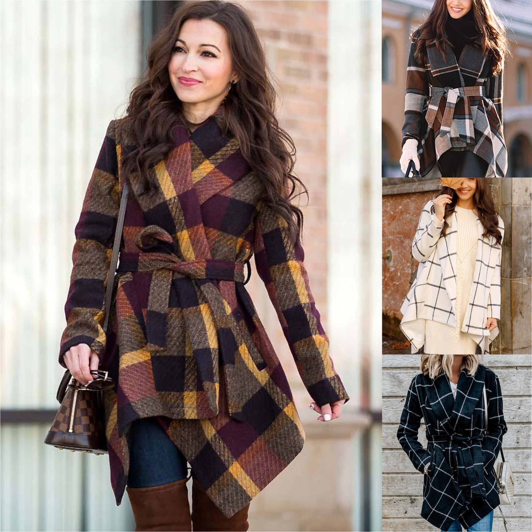 Women's Plaid Woolen Coat - Autumn & Winter Fashion Essential - HalleBeauty