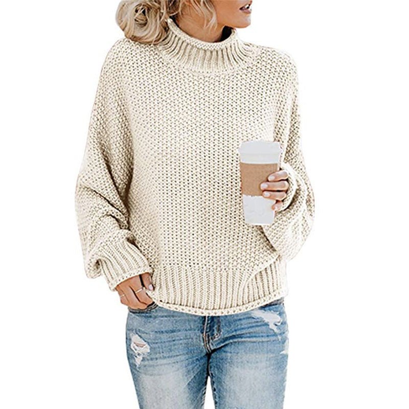 Women's Thick Thread Turtleneck Cardigan - Cozy Pullover Sweater - HalleBeauty