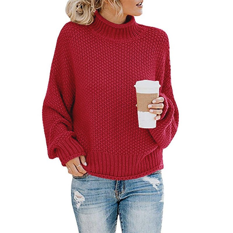 Women's Thick Thread Turtleneck Cardigan - Cozy Pullover Sweater - HalleBeauty