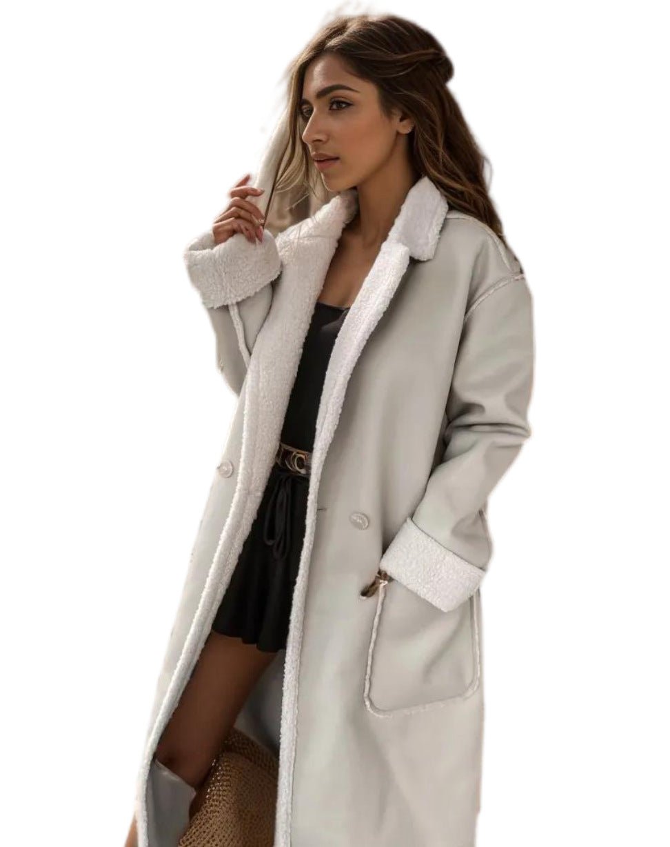 Women's Thickened Leather Trench Coat - Casual & Stylish Fit - HalleBeauty